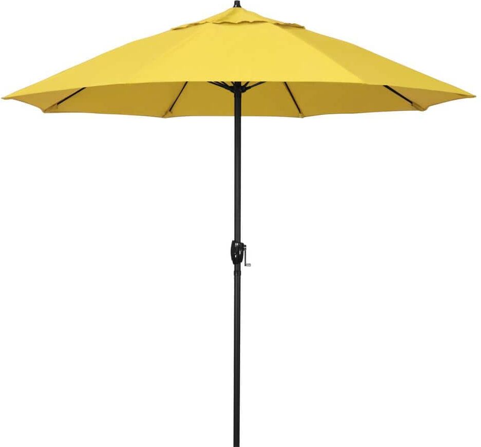 California Umbrella 9 ft. Bronze Aluminum Market Patio Umbrella with Fiberglass Ribs and Auto Tilt in Lemon Olefin