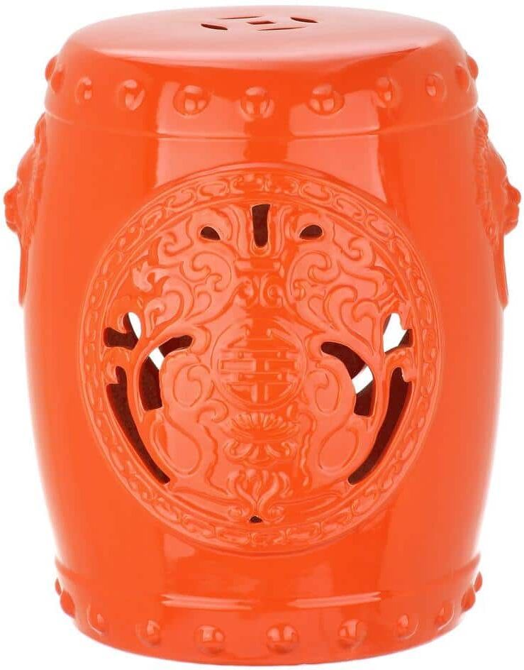 SAFAVIEH Dragon Coin Orange Ceramic Garden Stool