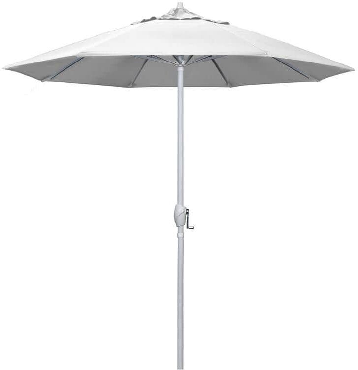 California Umbrella 7.5 ft. Matted White Aluminum Market Patio Umbrella Auto Tilt in Natural Sunbrella