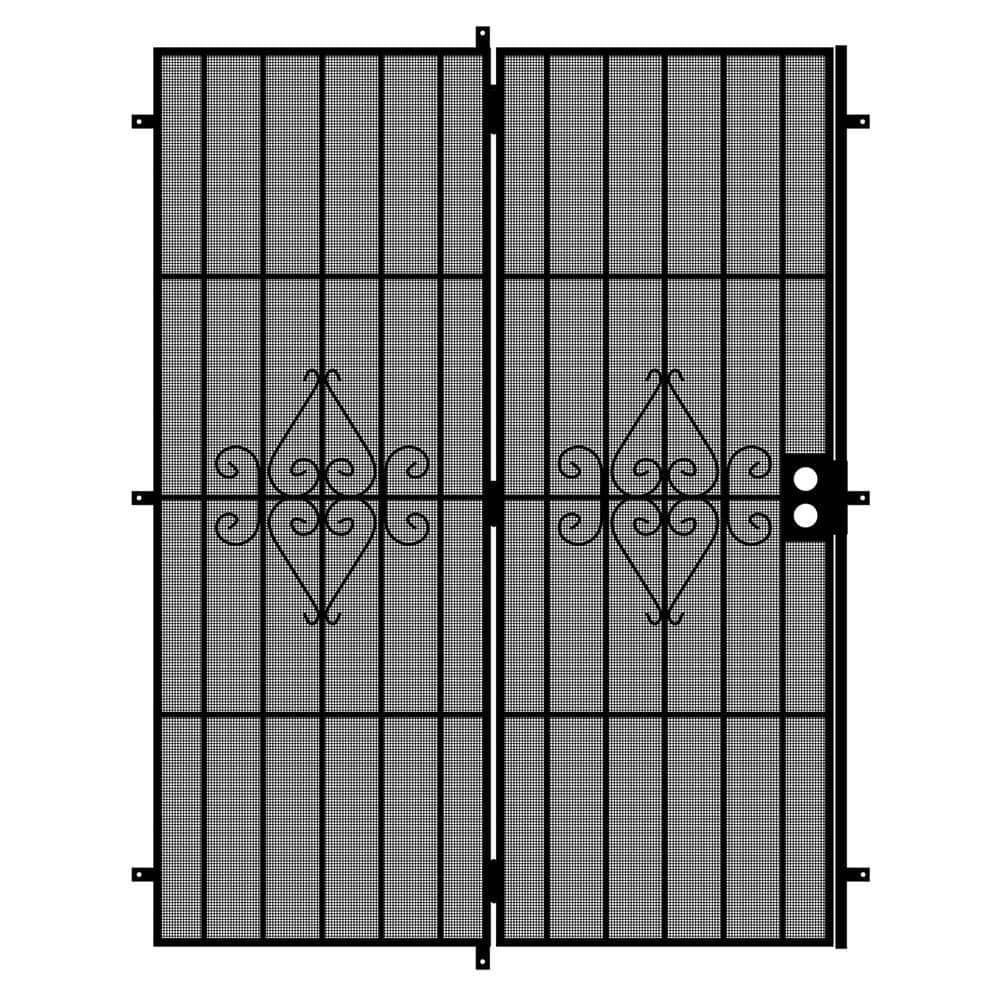 Unique Su Casa 72 in. x 80 in. Black Projection Mount Outswing Steel Patio Security Door with Expanded Metal Screen
