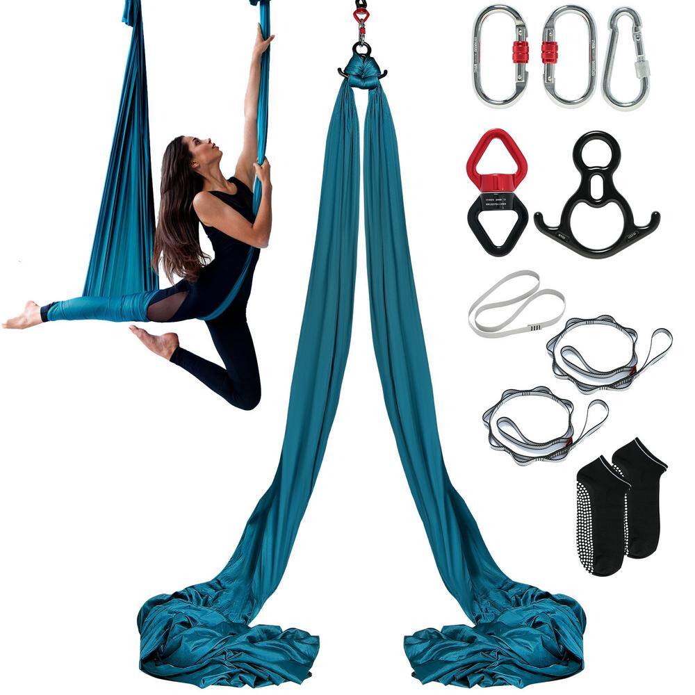 VEVOR Aerial Silk and Yoga Swing 8.7 Yards Aerial Yoga Hammock Kit with 100gsm Nylon Fabric, Green