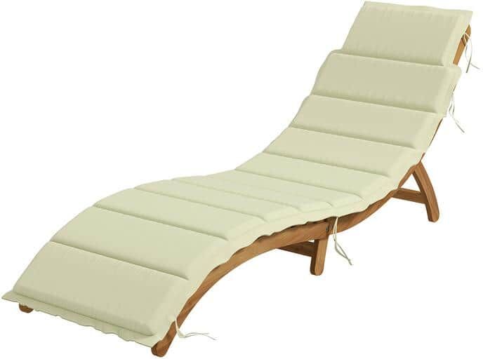 3-Piece 71.6 in. Long Outdoor Acacia Wood Chaise Lounge Set with Beige Cushions and Table