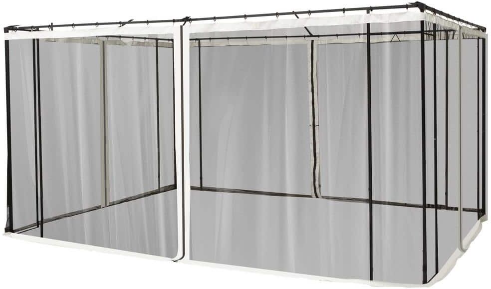 Outsunny Replacement Mesh Mosquito Netting Screen Walls for 10 ft. x 12 ft. Patio Gazebo, 4-Panel Sidewalls with Zippers