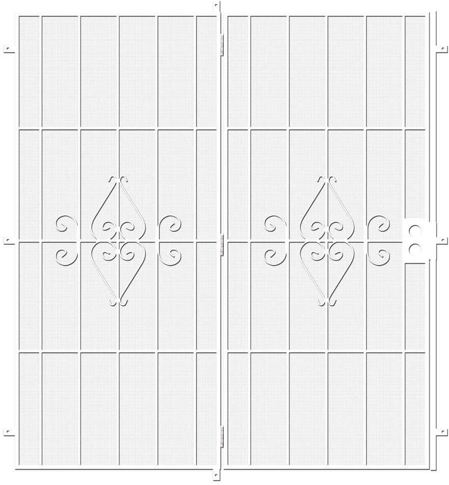 Unique Su Casa 60 in. x 80 in. White Projection Mount Outswing Steel Patio Security Door with Expanded Metal Screen