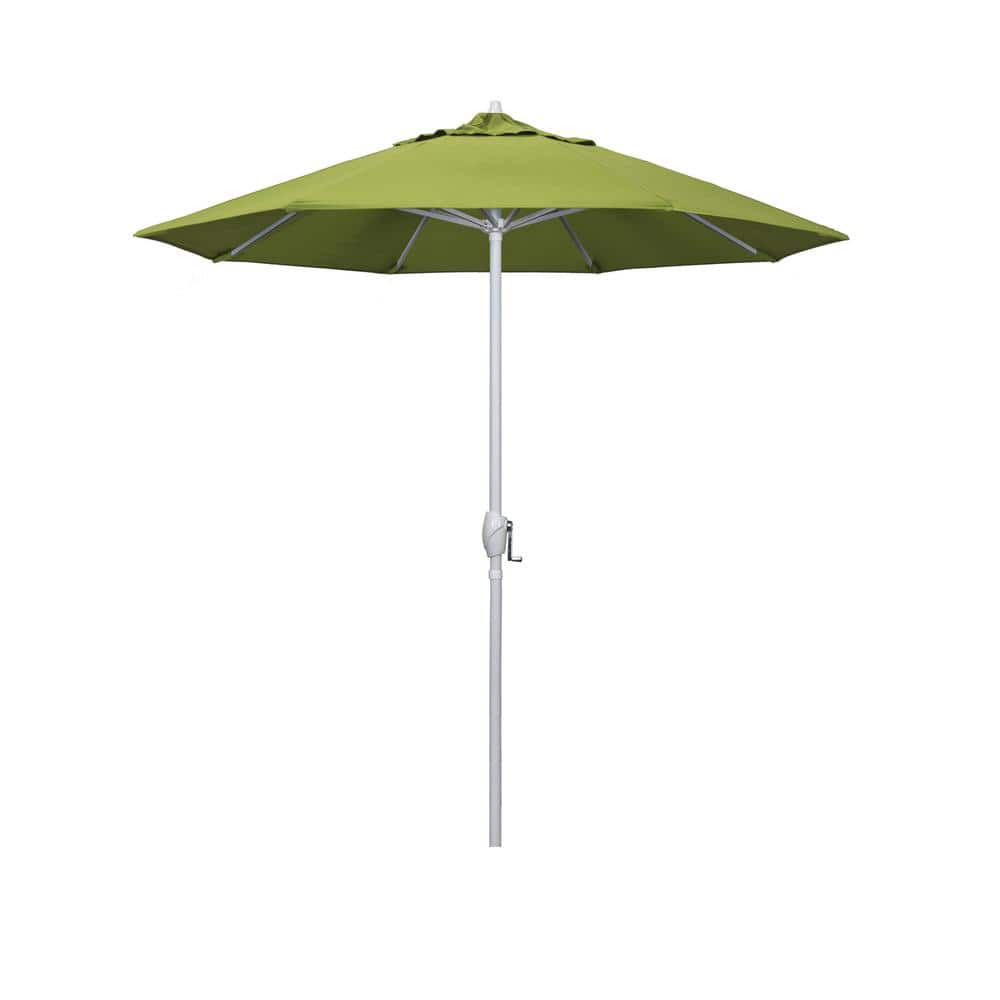 California Umbrella 7.5 ft. Matted White Aluminum Market Patio Umbrella Auto Tilt in Macaw Sunbrella