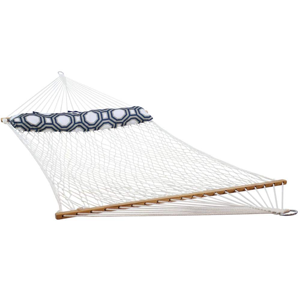 Sunnydaze Decor 11 ft. Double Wide 2-Person Polyester Rope Hammock Bed with Pillow and Spreader Bars