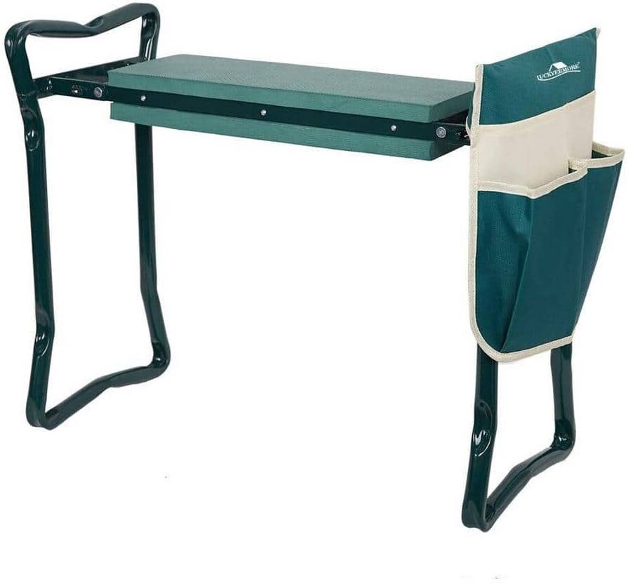 TIRAMISUBEST 10 in. D x 23.5 in. W x 19.5 in. H Foldable Gardening Kneeling Bench with Tool Bag in Green