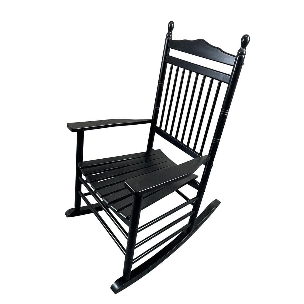 Angel Sar Black Wood Outdoor Rocking Chair