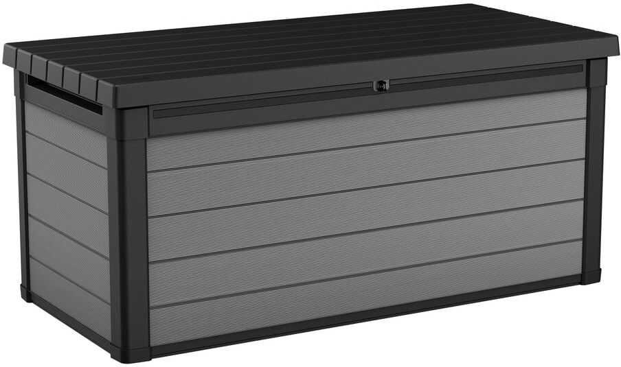 Keter Premier 150 Gal. Resin Large Durable Grey Deck Box for Lawn Outdoor Patio Garden Furniture Storage