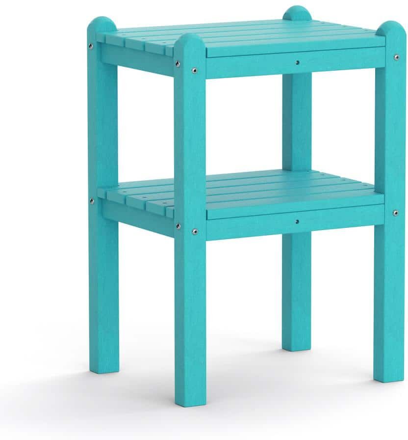 Zeus & Ruta Lake Blue Plastic Outdoor Side Table for Backyard Pool