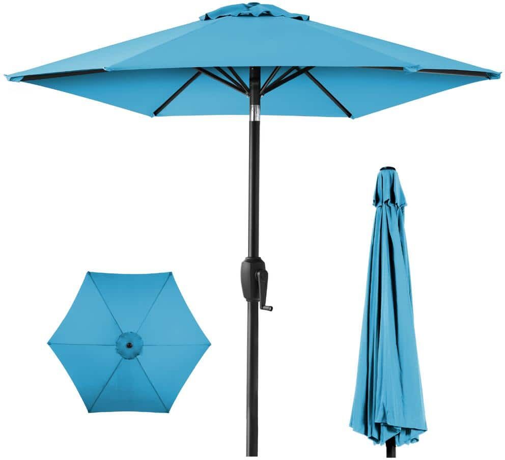 Best Choice Products 7.5 ft Heavy-Duty Outdoor Market Patio Umbrella with Push Button Tilt, Easy Crank Lift in Sky Blue