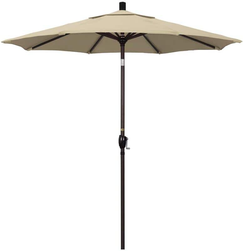 California Umbrella 7.5 ft. Bronze Aluminum Pole Market Aluminum Ribs Push Tilt Crank Lift Patio Umbrella in Antique Beige Sunbrella