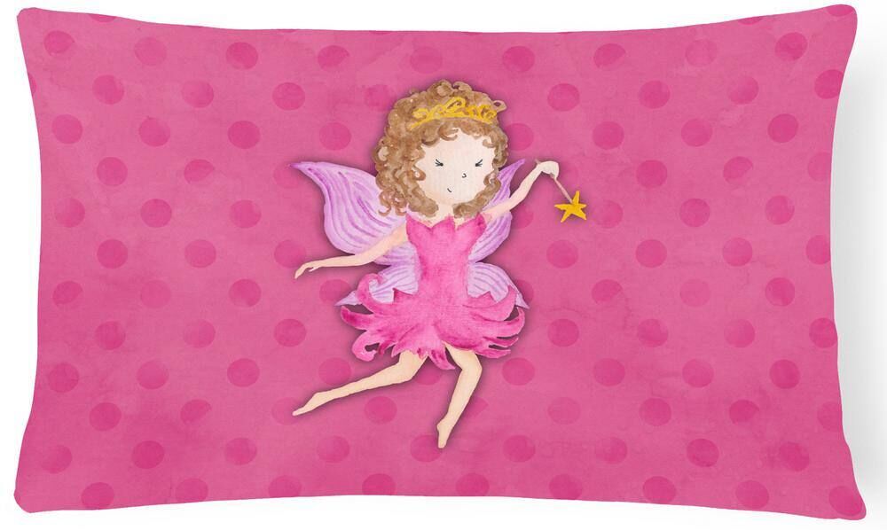 Caroline's Treasures 12 in. x 16 in. Multi-Color Outdoor Lumbar Throw Pillow Fairy Princess Watercolor