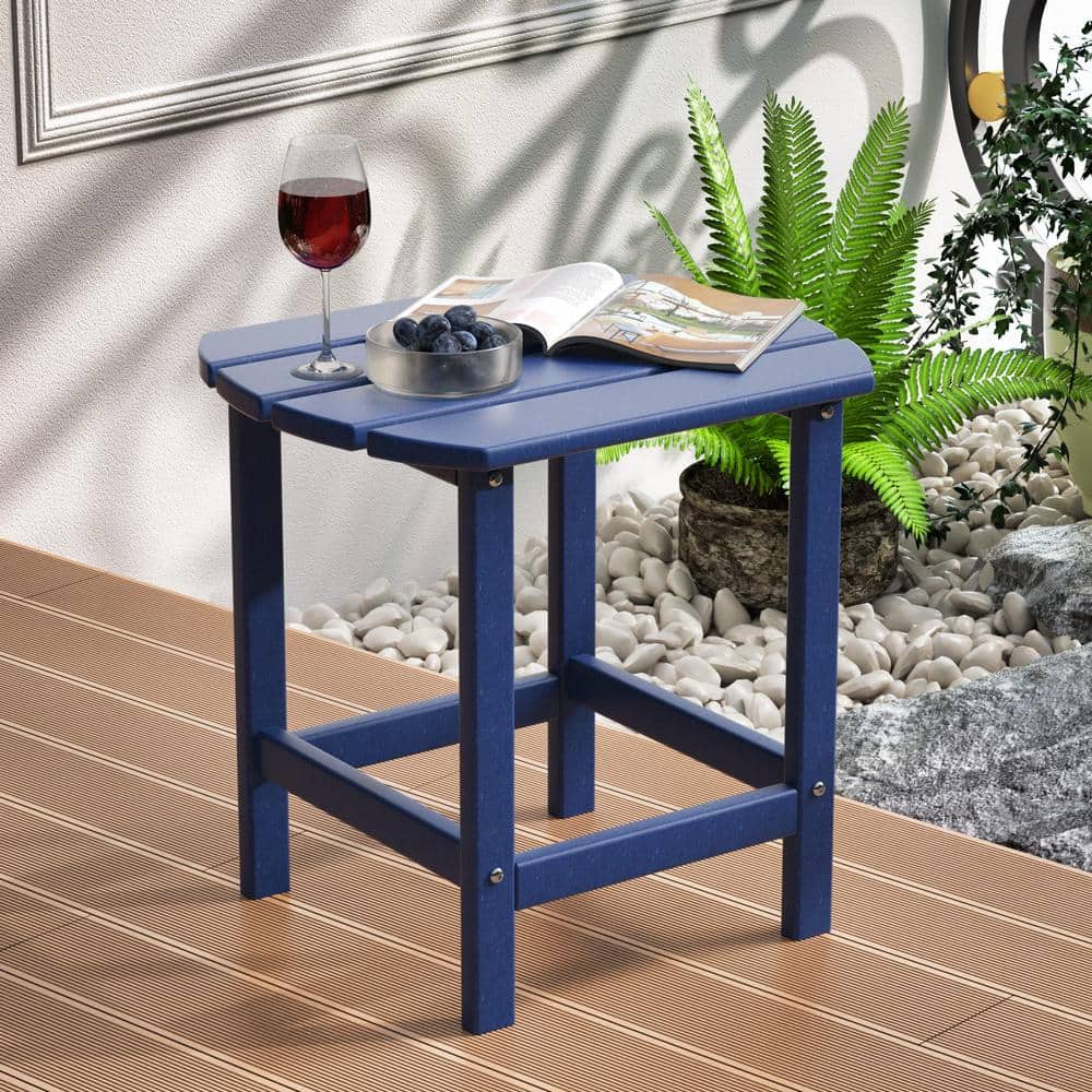 Adirondack Side Table Outdoor End Tables HDPE Humidity-Proof for Deck, Lawn, Garden, Porch, Backyard End Table Navy Blue