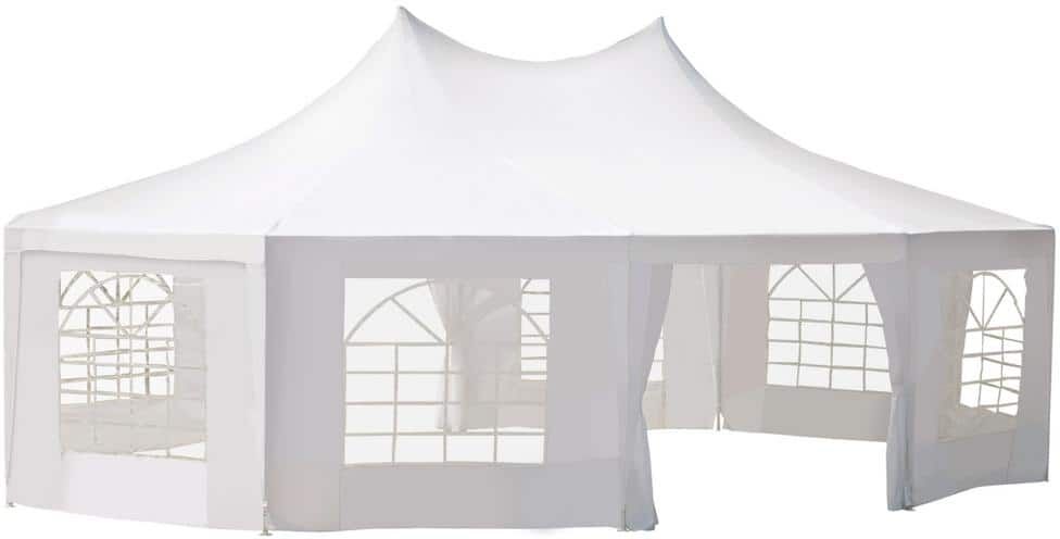 Outsunny 21 ft x 29 ft White Large 10-Wall Event Wedding Gazebo Canopy Tent with Open Floor Design and Weather Protection