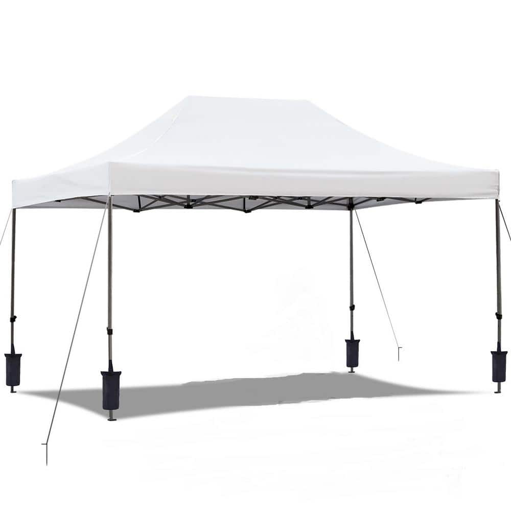 EROMMY 10 ft. x 15 ft. White Pop Up Canopy Tent, Instant Outdoor Canopy with Roller Bag for Festival, Event