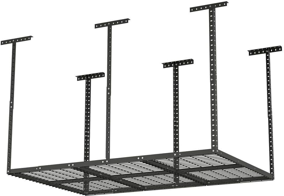 96 in. W x 45 in. H x 36 in. D Black Heavy Duty Metal Height-Adjustable Overhead Rack