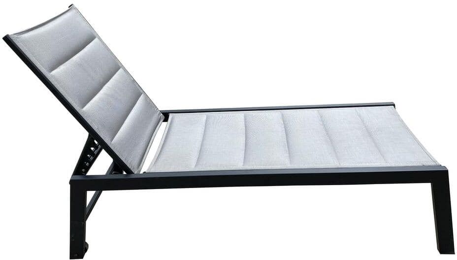 AUTMOON Deluxe Black Aluminum Outdoor Chaise Lounge Chair, All Weather 5-Position Adjustable Recliner