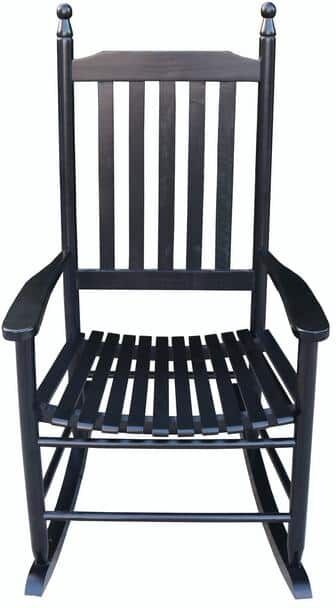 Angel Sar Black Wood Outdoor Rocking Chair, Set of 1