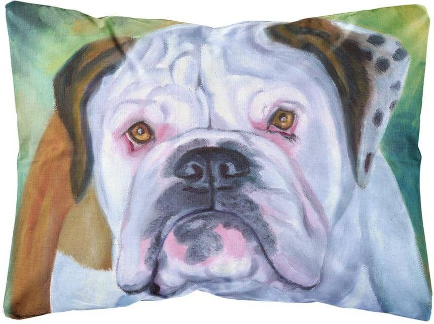 Caroline's Treasures 12 in. x 16 in. Multi-Color Lumbar Outdoor Throw Pillow Miss English Bulldog Fabric Decorative Pillow