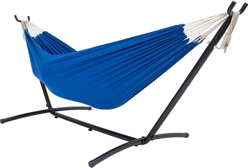 9 ft. 2-Person Hammock with Steel Stand Includes Portable Carrying Case, 450 lbs. Capacity ( Dark Blue-1)