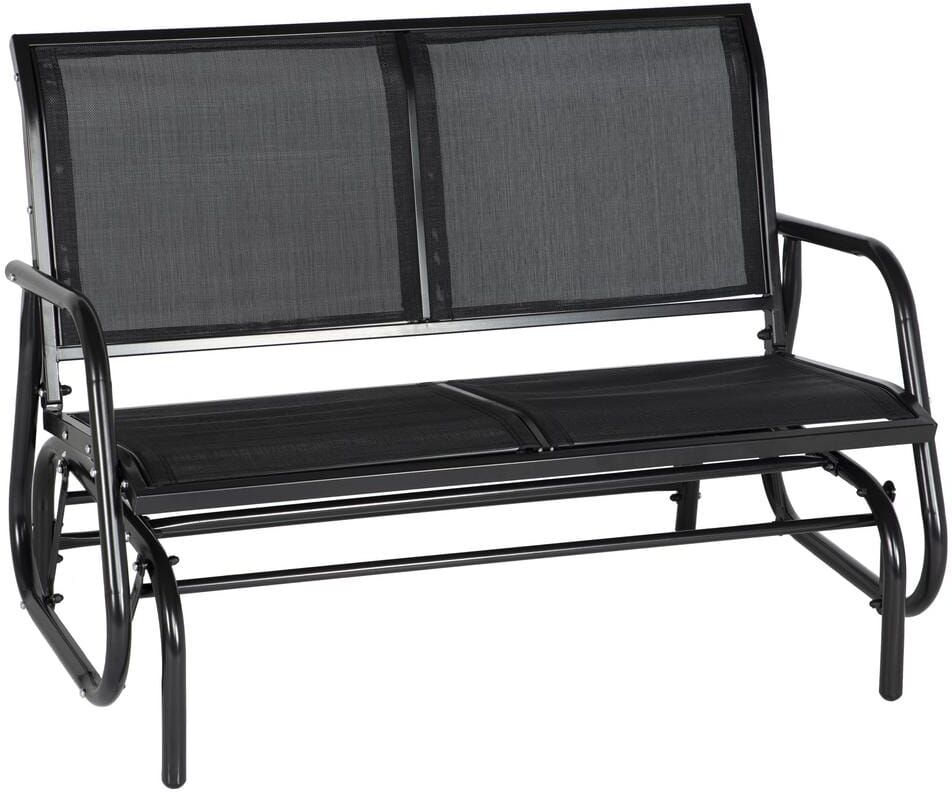 Mondawe Solo 48in. 2-People Navy Metal Outdoor Swing Lounge Glider Chair Cozy Patio Bench