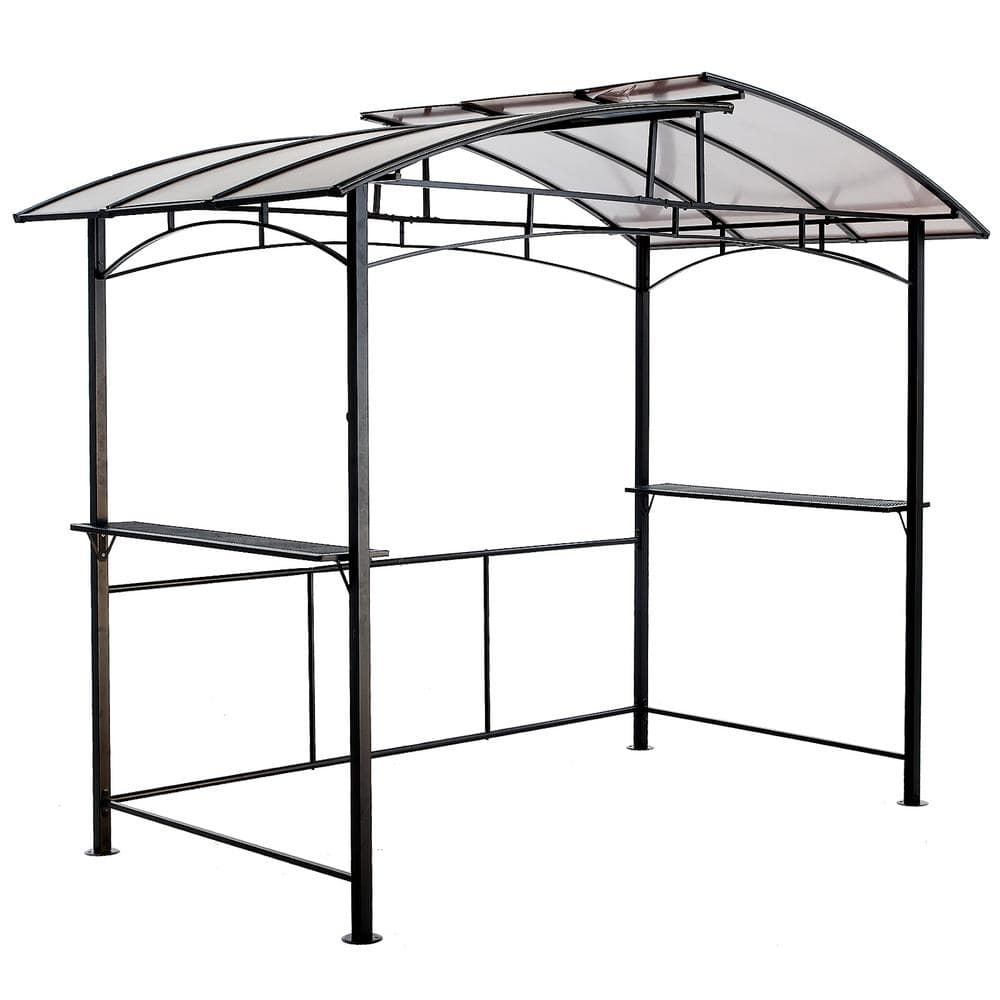 Afoxsos 5 ft. x 8 ft. Grill Gazebo Outdoor Patio Canopy, BBQ Shelter with Steel Hardtop and Side Shelves
