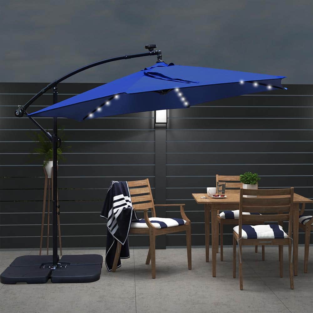 Maypex 10 ft. Market Solar Offset Outdoor Patio Umbrella in Navy