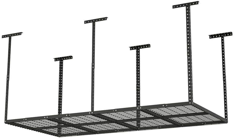 48 in. W x 44 in. H x 96 in. D Black Heavy-Duty Metal Height-Adjustable Overhead Rack