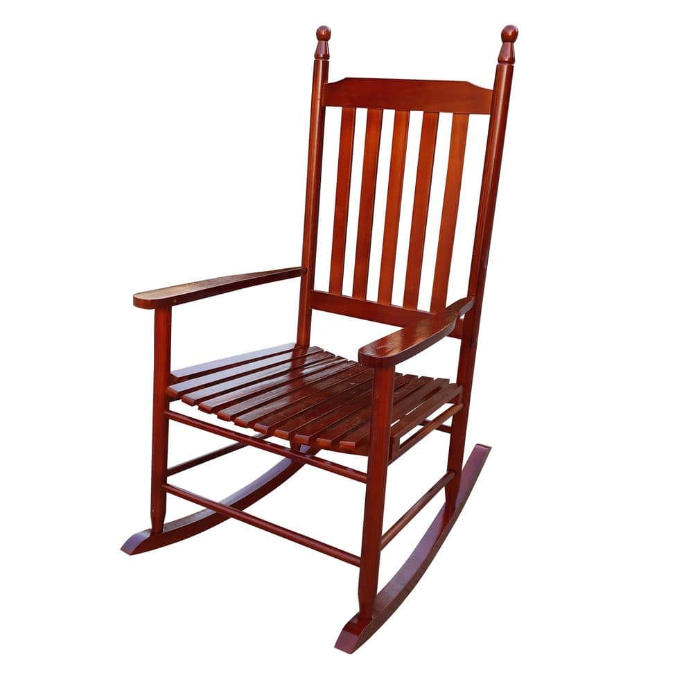 Angel Sar Dark Brown Wood Outdoor Rocking Chair, Set of 1