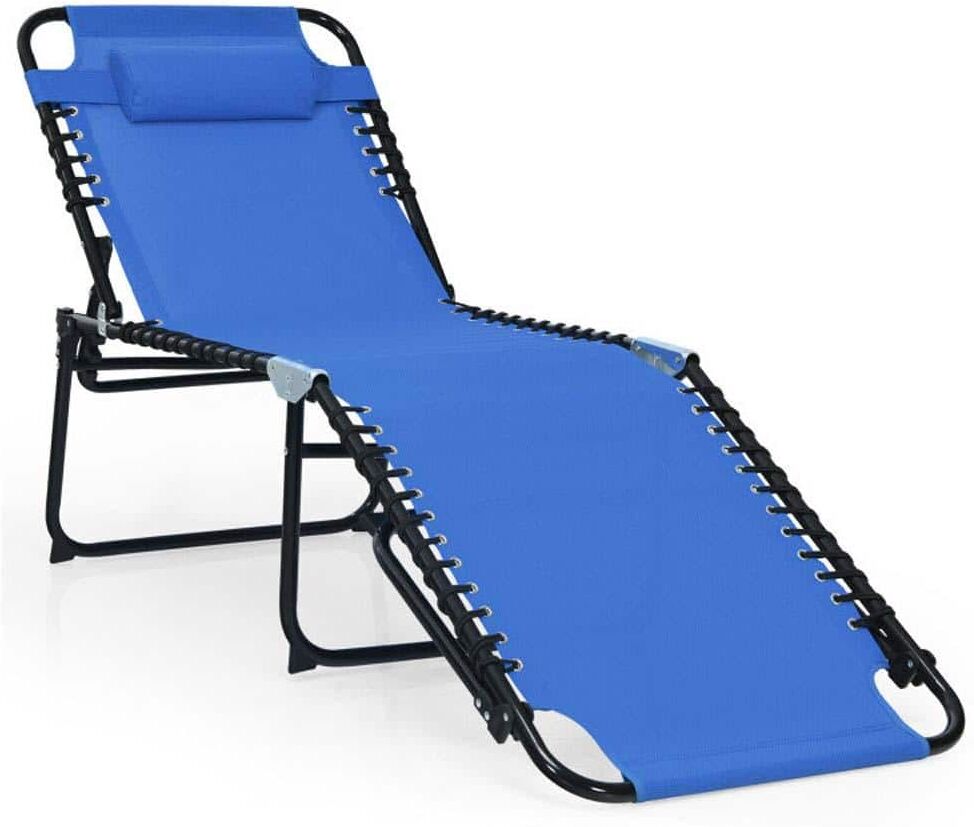 Sudzendf Foldable Recline Outdoor Lounge Chair with Adjustable Backrest in Blue