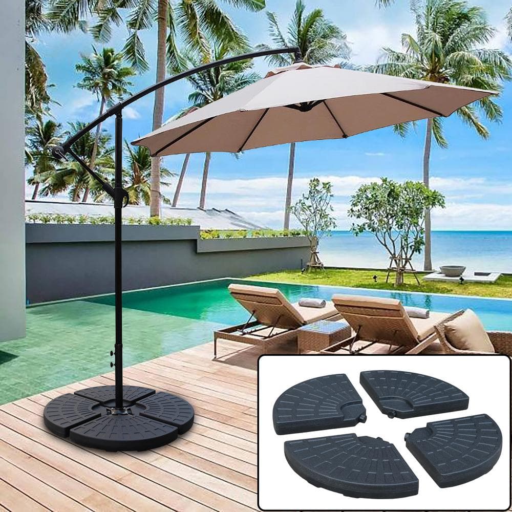 Maypex 145 lbs. Capacity Weighted Cantilever and Offset Patio Umbrella Base in Black (4-Piece)