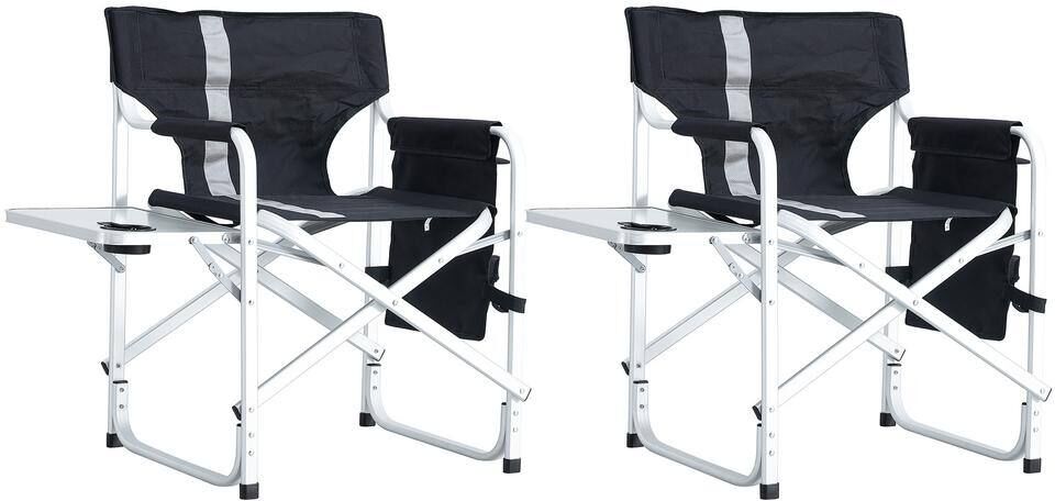 Padded Folding Outdoor Chair with Storage Pockets (2-Piece)