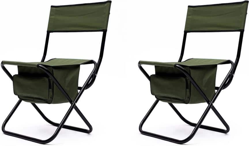 Zeus & Ruta 3-Piece Outdoor Camping and Green Oxford Cloth Folding Chairs with Black Aluminum Folding Square Table