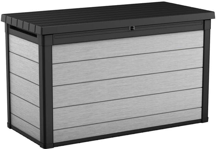 Keter Denali 200 Gal. Large Durable Resin Plastic Deck Box Outdoor Storage For Patio Lawn and Garden, Grey