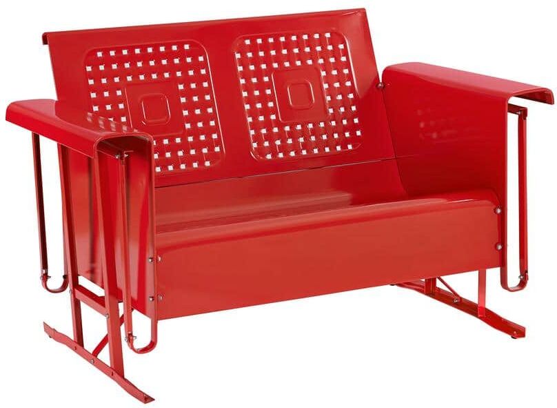 CROSLEY FURNITURE Bates 2-Person Red Metal Outdoor Glider