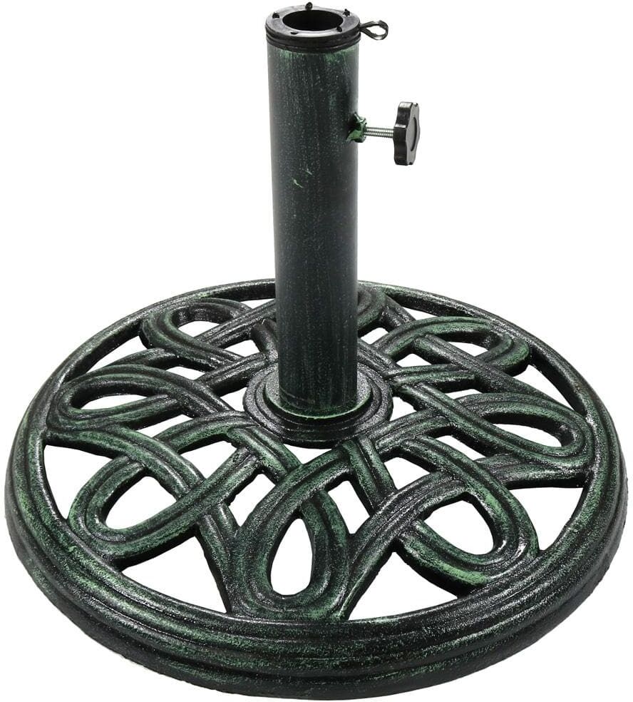 Sunnydaze Decor 17 in. Round Green Cast Iron Outdoor Patio Umbrella Base Stand