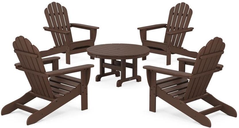 Trex Outdoor Furniture Monterey Bay 5-Piece Plastic Patio Conversation Set in Vintage Lantern Adirondack Chair