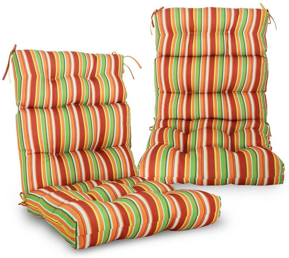 Eagle 46 in. L x 22 in. W x 4 in. H Outdoor/Indoor High Back Patio Chair Cushion, Set of 2, Rainbow