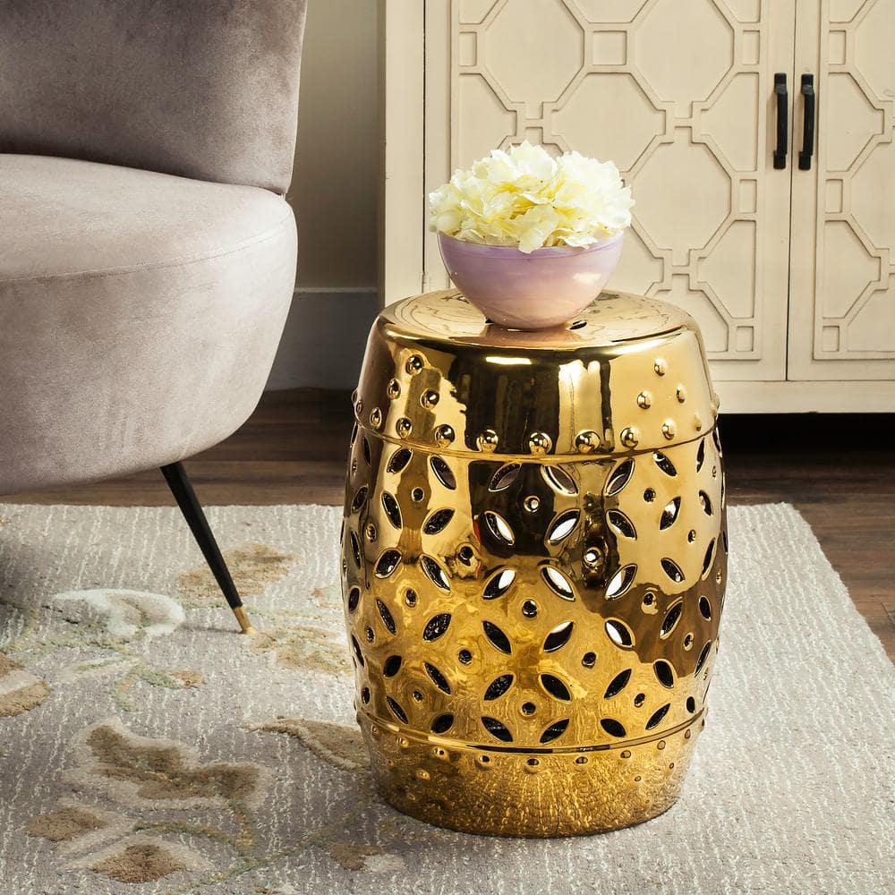 SAFAVIEH Lattice Coin Gold Ceramic Garden Stool