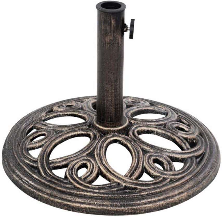 Clihome 23 lbs. 17-3/4 in. Cast Iron Round Patio Umbrella Base Stand Market Outdoor Lawn Garden Heavy Duty Base Stand in Bronze