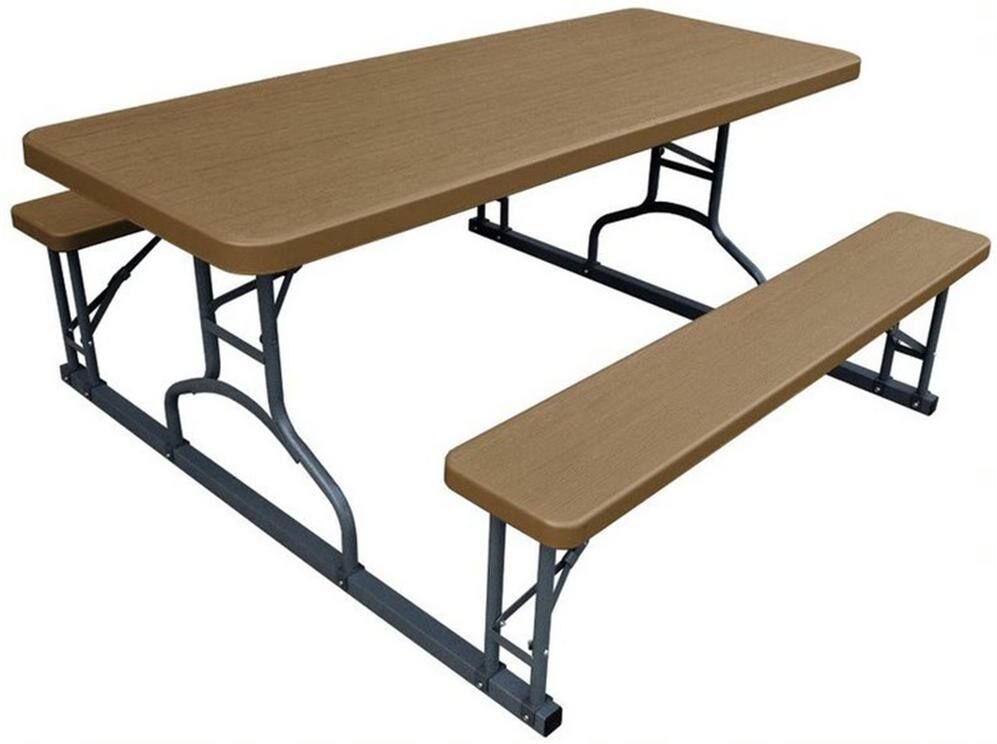 Plastic Development Group Brown Rectangular Plastic Picnic Table