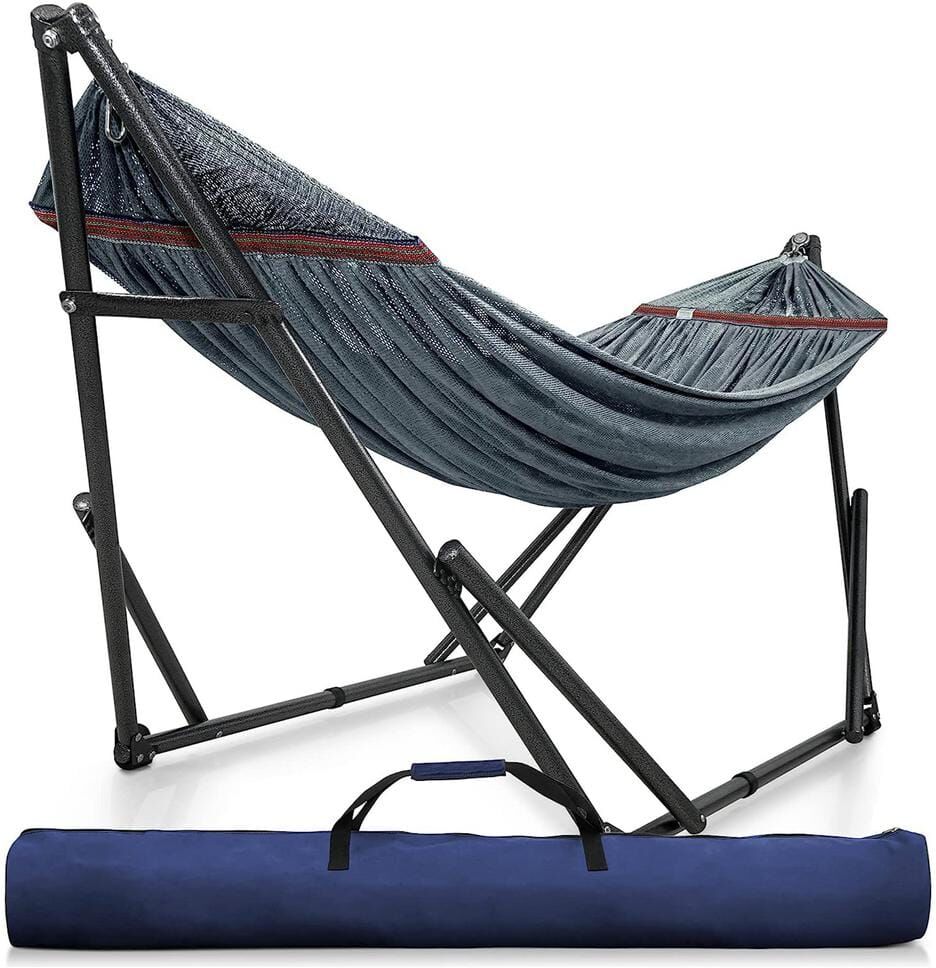 Tranquillo 9.67 ft. Double Hammock with Adjustable Stand and Bag in Gray