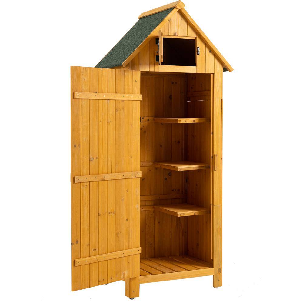 2.5 ft. W x 1.8 ft. D Outdoor Storage Cabinet Tool Shed Wooden Garden Shed Natural Coverage Area 4.5 sq. ft.