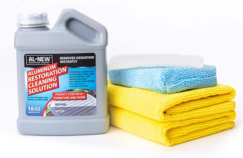 AL-NEW 16 oz. Aluminum Restoration Cleaning Solution Kit : Cleaner For Outdoor Patio Furniture, Stainless Steel, and More