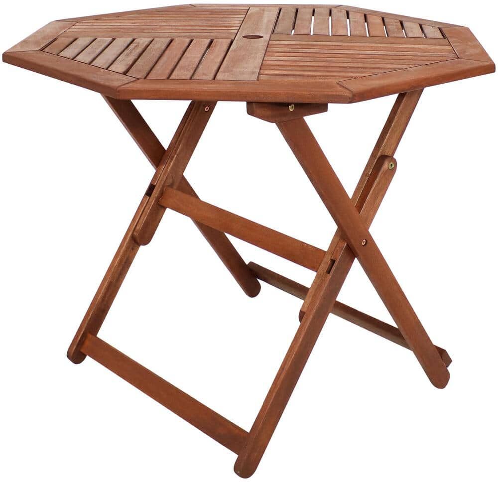 Sunnydaze Decor Meranti Octagon Outdoor Wood Folding Table