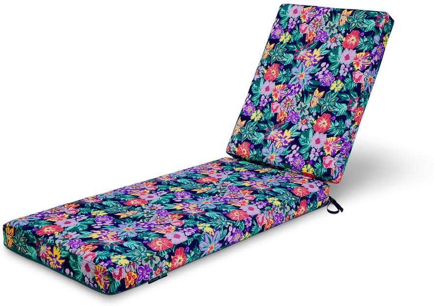 Classic Accessories Vera Bradley 26 in. W x 48 in. D x 32 in. H x 3 in. Thick Chaise Lounge Cushion in Happy Blooms