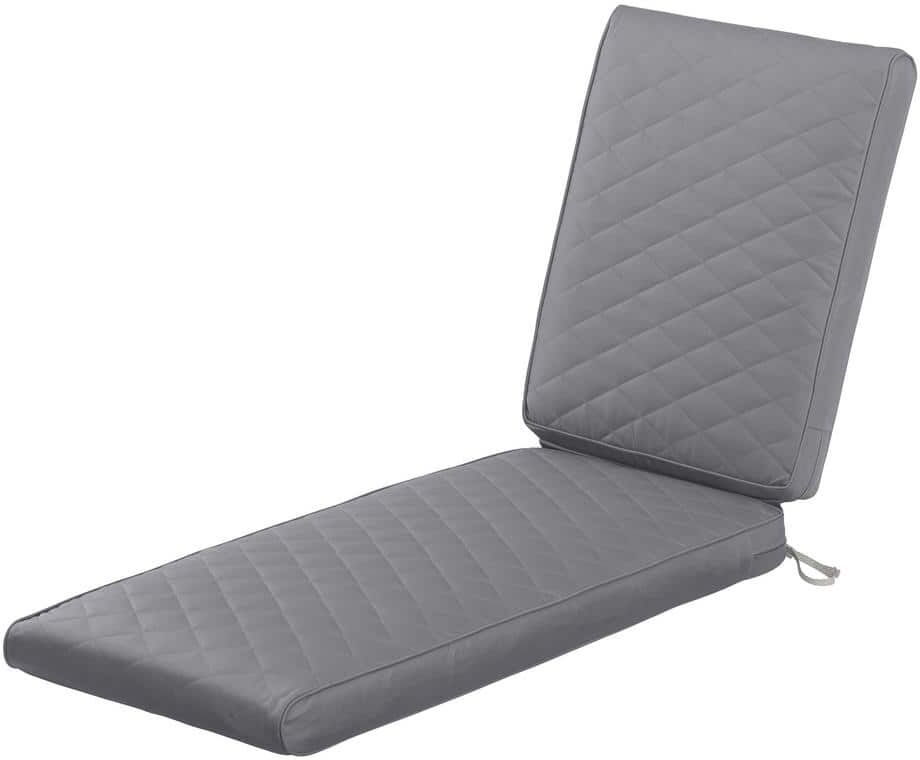 Classic Accessories Montlake FadeSafe 80 in. L x 26 in. W x 3 in. Thick Grey Outdoor Quilted Chaise Lounge Cushion