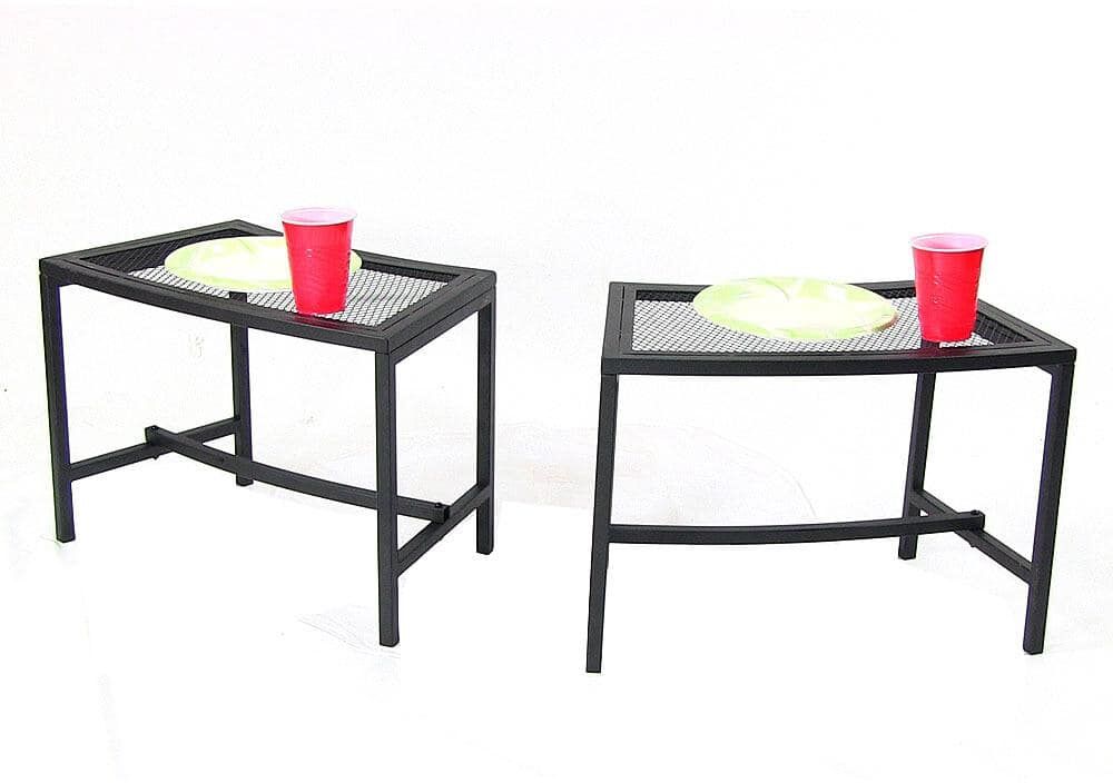 Sunnydaze Decor Black Mesh Metal Patio Side Table - 2 Tables