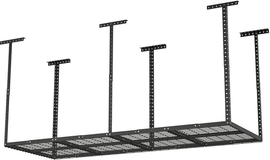 72 in. W x 45 in. H x 48.2 in. D Black Heavy-Duty Metal Height-Adjustable Overhead Rack